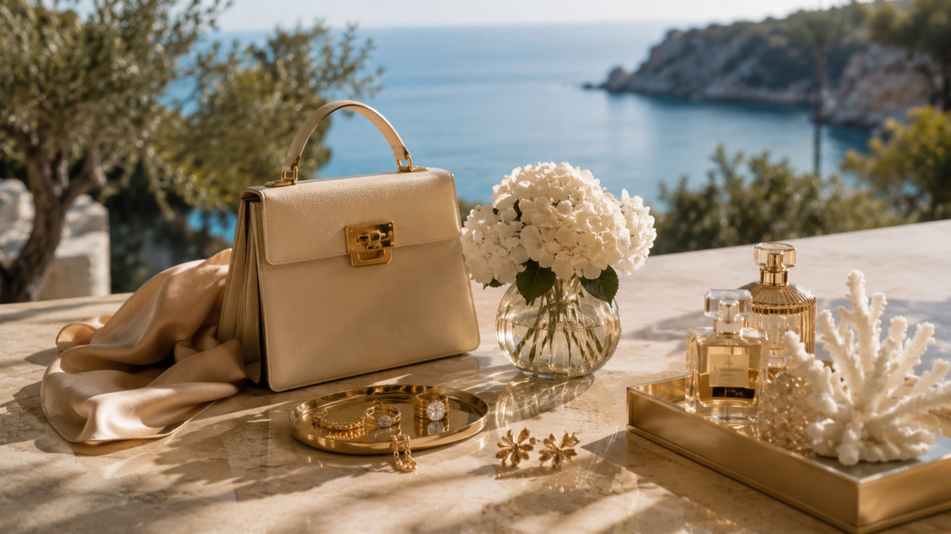 Maison de luxe, boutique, détail produit ou univers premium.